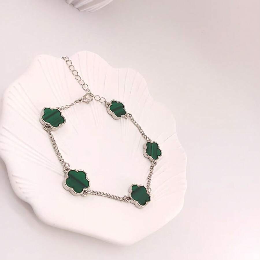 1 pièce Bracelet homme classique et élégant à motif de trèfle à cinq feuilles porte-bonheur