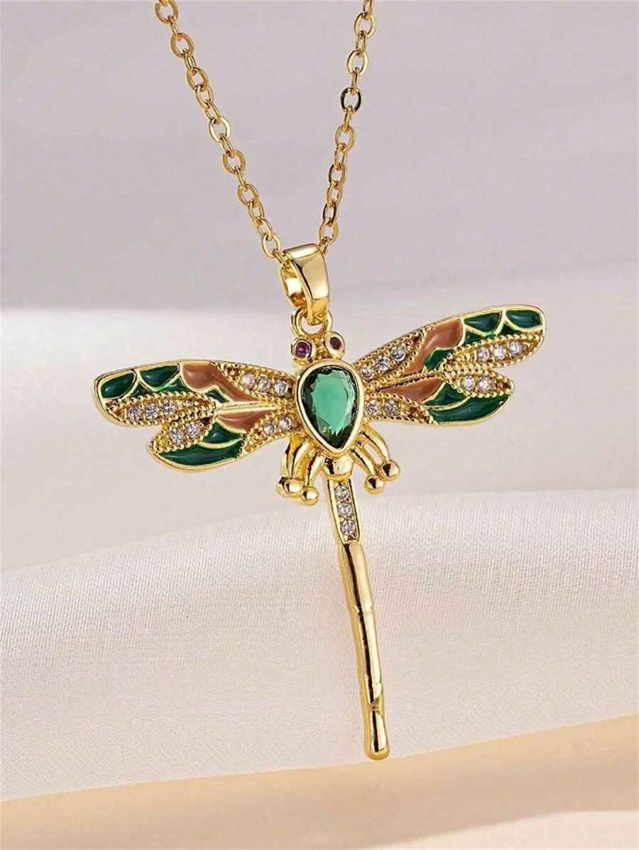 1 pièce Collier pendentif de libellule de style bohème élégant et coloré, convient comme bijou quotidien, de fête ou de voyage pour femme