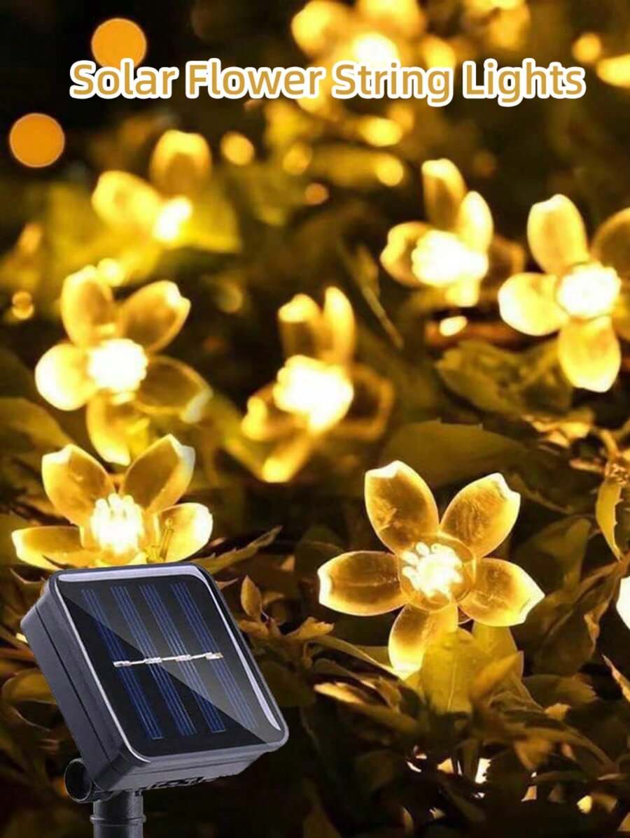 Solar Cherry Blossom String Lights – Waterproof Outdoor LED Fairy Lights For Garden, Patio, Lawn, Pathway & Tree Decor,