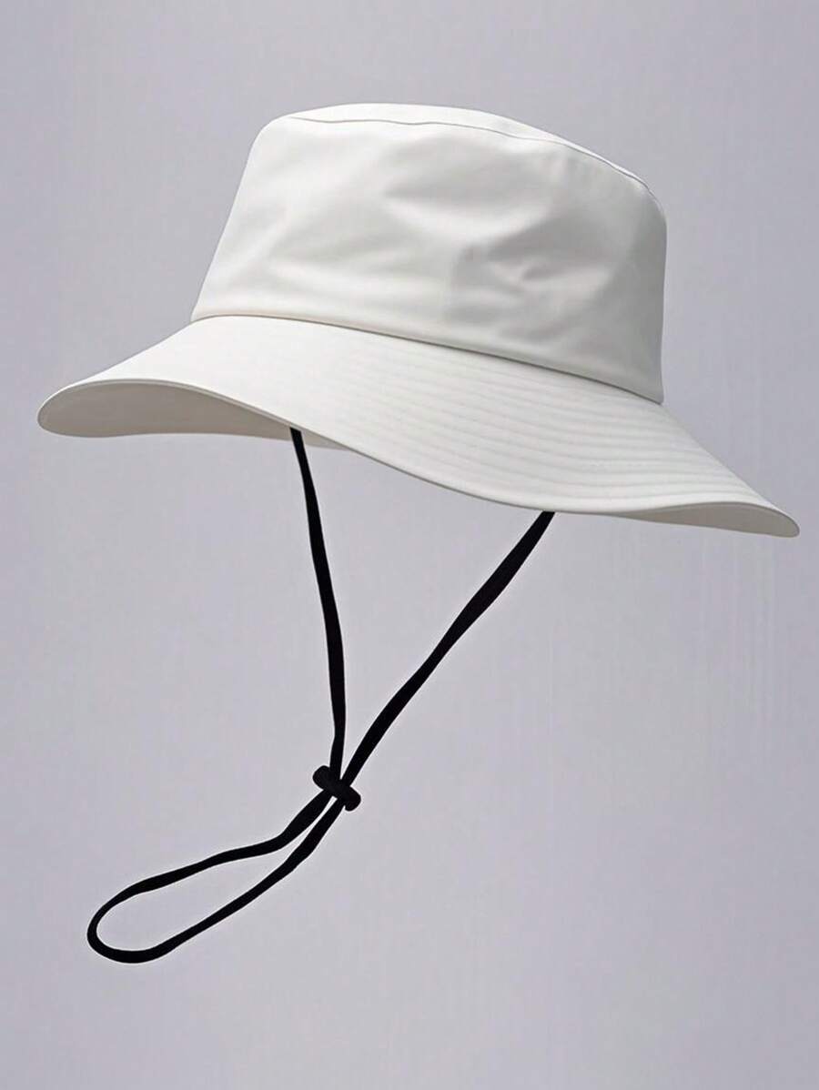 1pc Unisex Solid Color Bucket Hat With Drawstring, Outdoor Travel Hiking Casual Lightweight Fashionable Sports Sun Hat, Suitable For All Ages, Summer Sun Protection