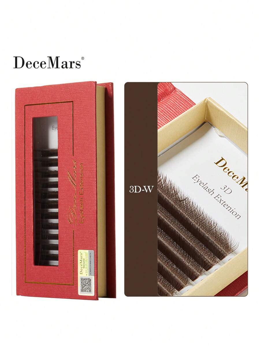 DeceMars Extensão de Cílios DeceMars 0,07mm 3D W L L+ M Curl, Cílios Postiços Marrons