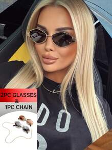B-2PCS (black + Brown) + Chain