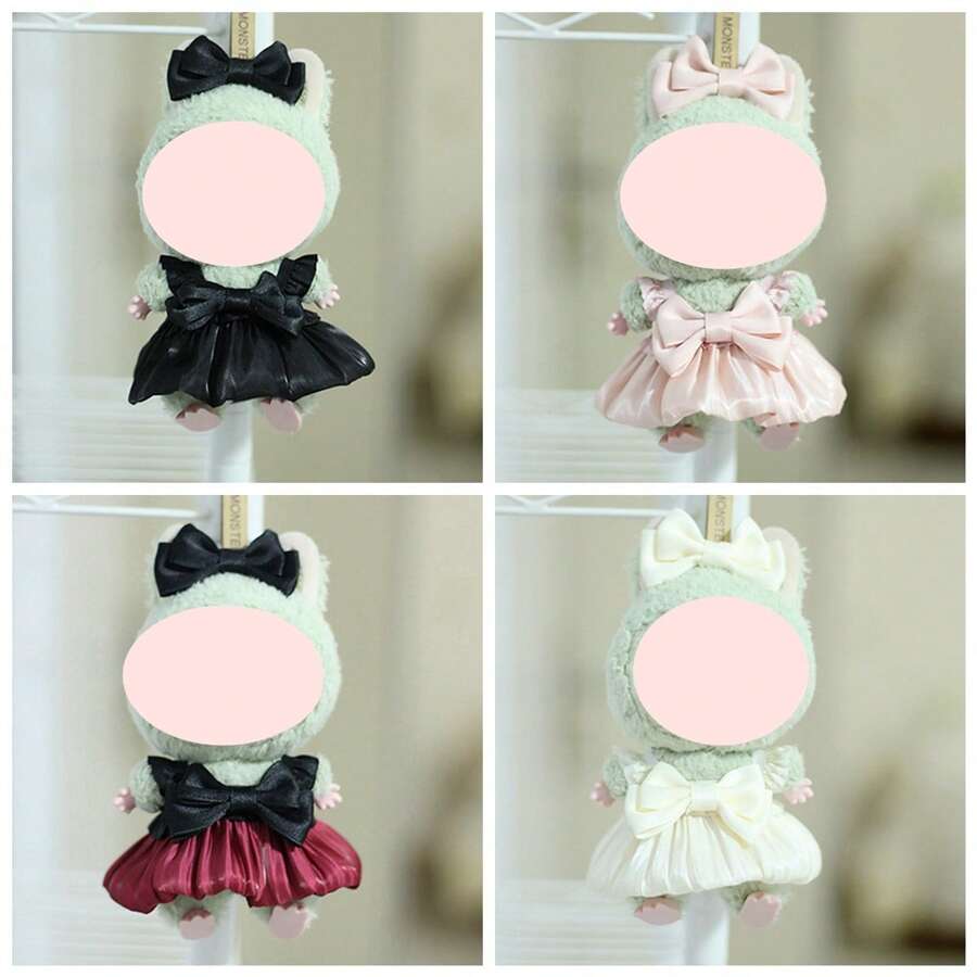 1 rochie (fără păpușă), potrivită pentru păpuși de 17 cm din prima/a doua/a treia generație, rochie, fustă, agrafă de păr cu fundă, accesorii pentru rochie