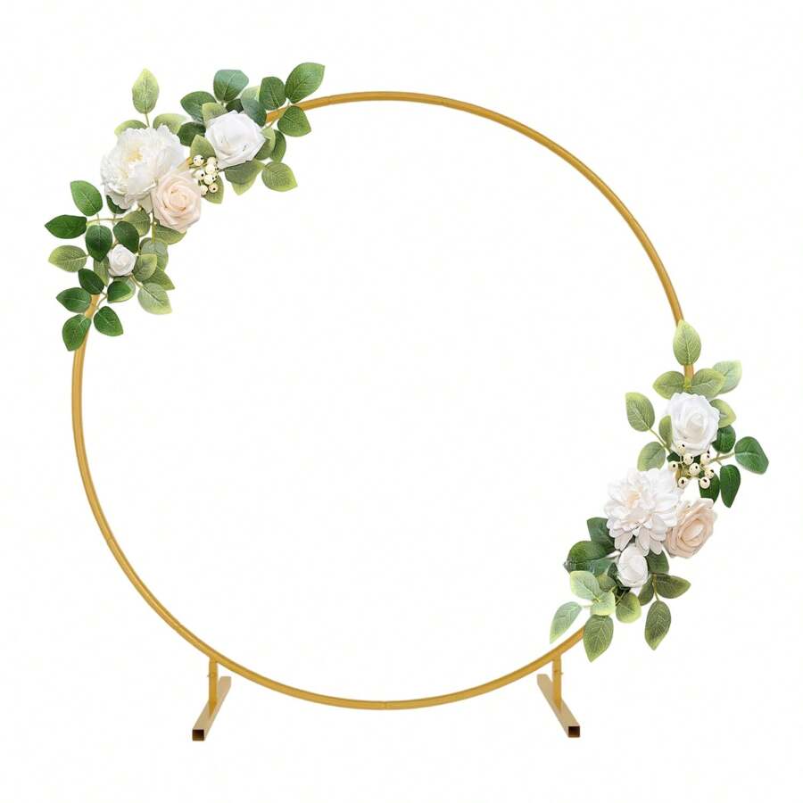 1 soporte circular de fondo dorado, kit de marco circular de metal para arco de globos de boda, disponible en múltiples tamaños de dorado y blanco, adecuado para bodas, Día de San Valentín, aniversarios, fiestas de cumpleaños, decoraciones de fotografía de graduación y fondos fotográficos