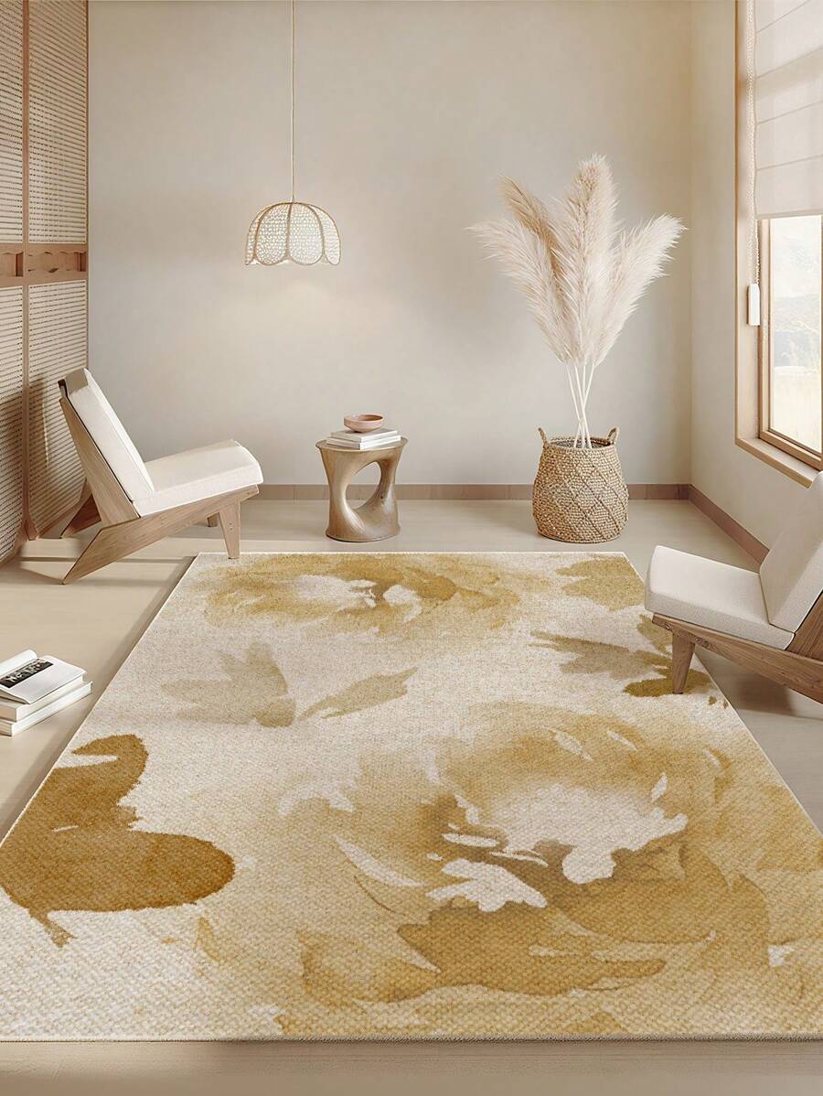 1 Piece Spring Colorful Faux Cashmere Living Room Carpet With Floral Pattern. Soft And Fluffy Area Rugs For Bedroom, Pink Home Decoration, Comfortable To The Touch, Non-Slip Washable Foldable Area Rug. It Can Be Used As Living Room Rug, Bedroom Rug, Hallway Doormat, Suitable For Different Seasons And Various Occasions In Spring, Summer, Autumn And Winter.