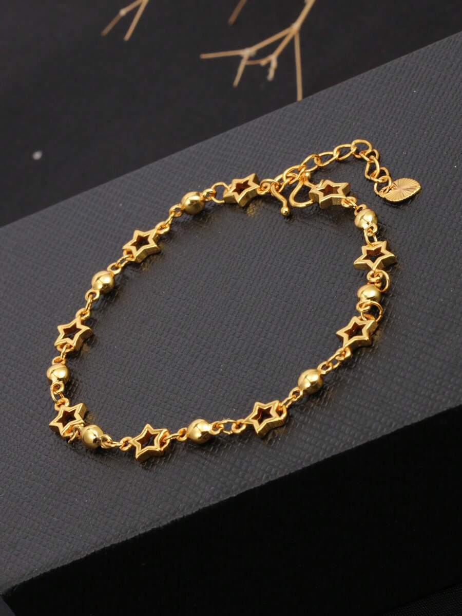 1 pieza Pulsera de cadena retorcida de 24K oro, pulsera apilable ajustable hipoalergénica de acero de titanio, regalo de cumpleaños para amigos y parejas, primavera/verano 2025