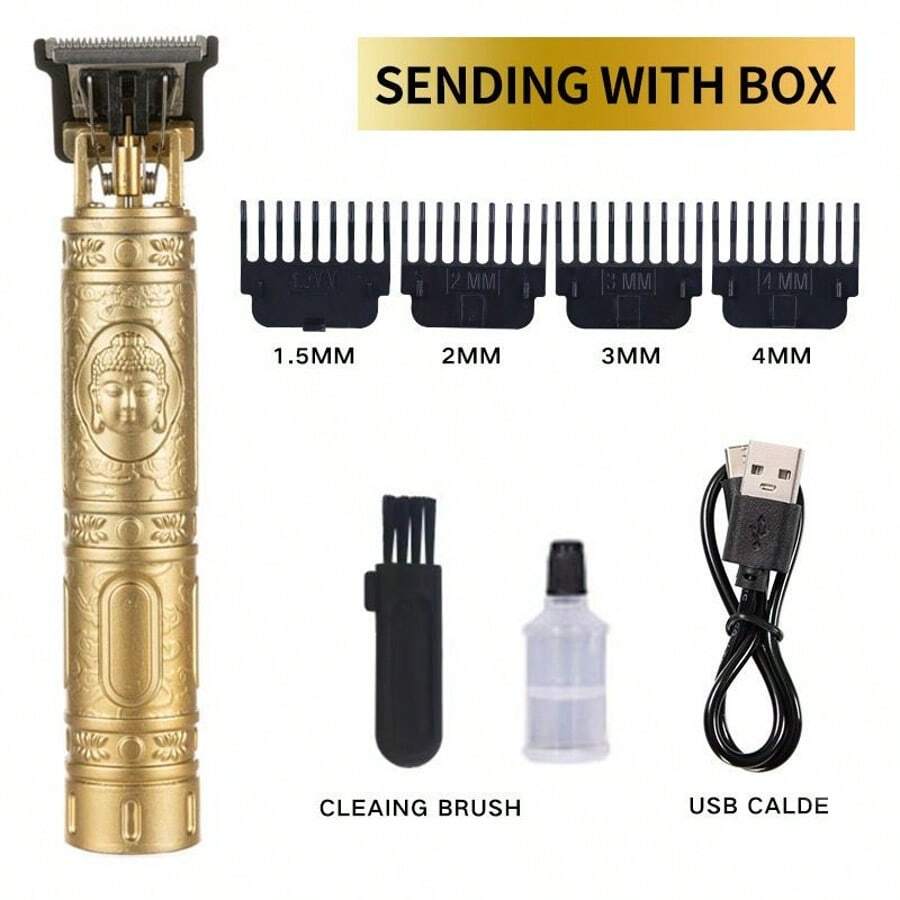 1pc Rechargeable Electric Hair Clipper For Men, Made Of ABS With Dragon And Phoenix Pattern, Wireless Portable Home/Travel Professional Barber Haircut Trimmer