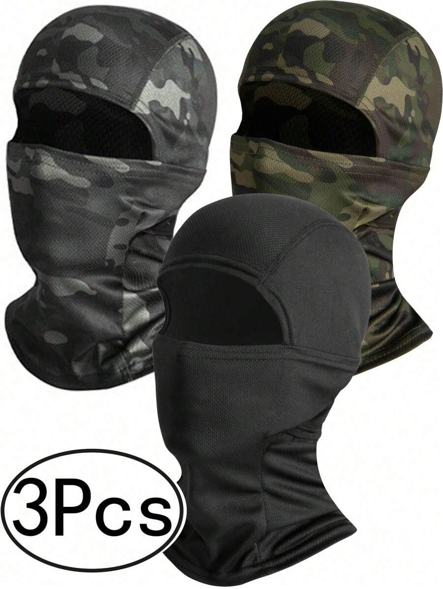 3Pcs Ski Mask For Men Women, Balaclava Face Cover, Shiesty Mask UV Protector Lightweight For Motorcycle Snowboard
