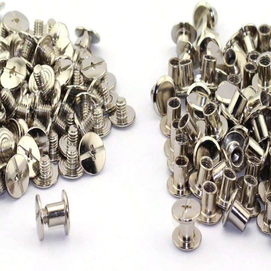 LQ Industrial 120pcs Chicago Screw Slotted Philip Head Binding Screws Rivet Book Binding DIY Leather Craft Assembly Bolt 5x6mm Red Bronze