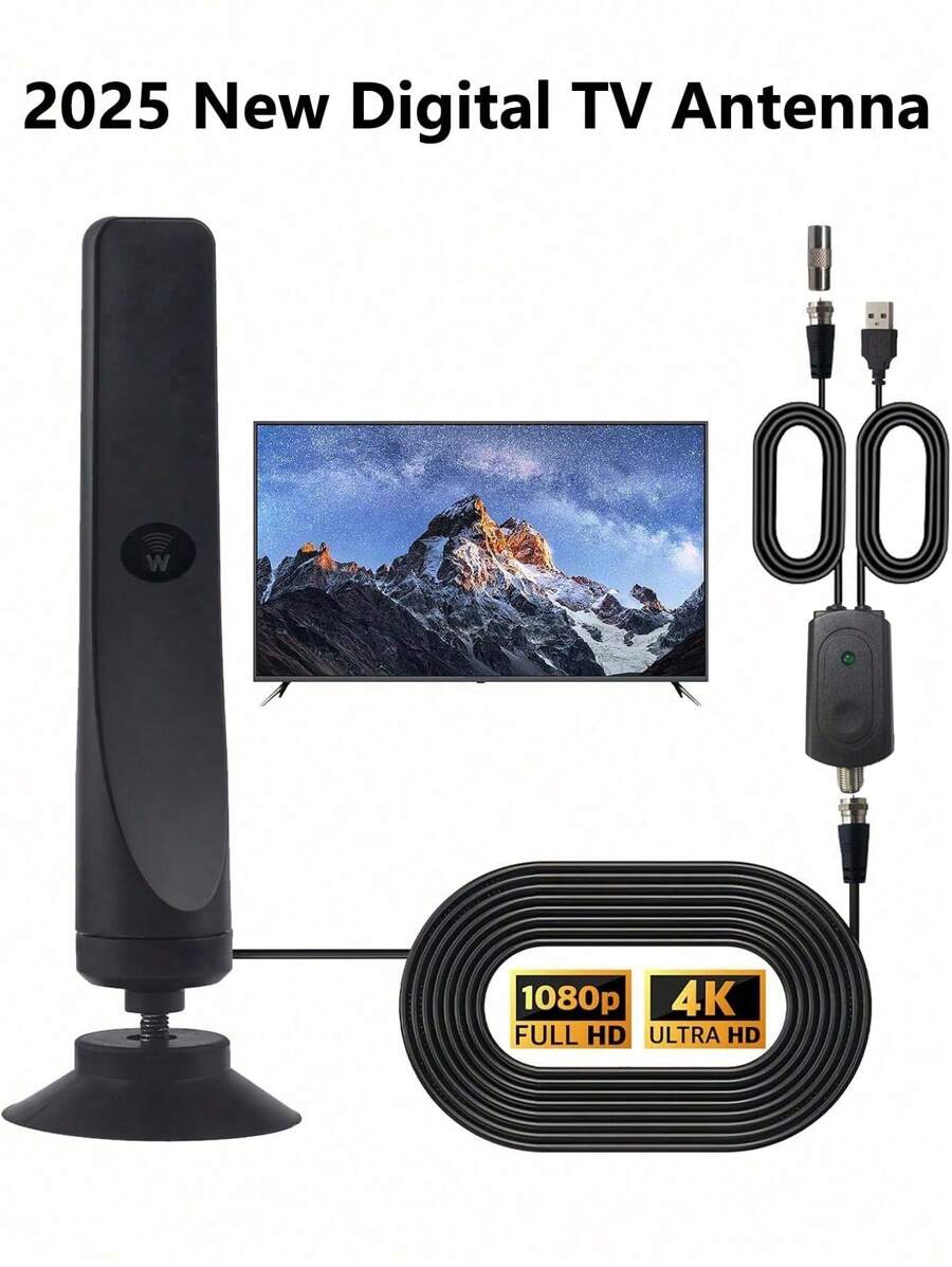 YAIUZGOO Smart TV Indoor Antenna Portable 4K & 1080P Antenna Amplifier Signal Booster Plug & Play TV Antenna No Installation Required Waive Cable Fee Free To Watch Rich HD Channels For Local Channels Support 4K 1080p VHF UHF Direct Broadcast And Satellite Receiving Lines For All TVs RV TV Signal Receiver