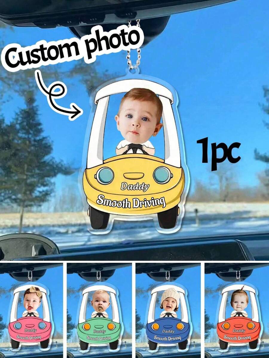 1pc Custom Baby Photo Memorial Pendant, Christmas Tree Acrylic Pendant, Personalized Car Pendant Customized Driving Plane Car Dad Car Pendant, Unique Custom Photo Gifts, Creative Christmas Gifts,1pc Customized Personalized 1 Photos Customized Car Pendant, Car Pendant, Rearview Mirror Decoration, Boy's Personalized Decoration,