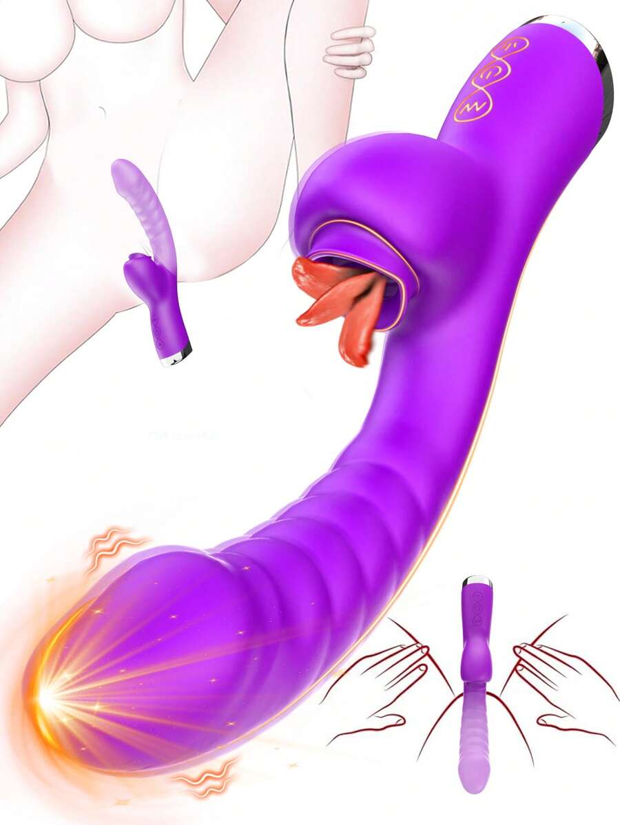 Vibrador con lengüeta para estimular el clítoris de las mujeres, con 20 velocidades, vibrador de silicona recargable de 2 en 1 para placeres sexuales adultos.
