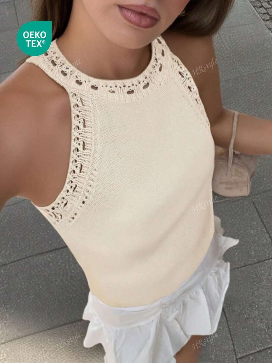 Women's Fashionable, Elegant, Minimalist Solid White Fabric Camisole, Suitable For Summer Daily Wear