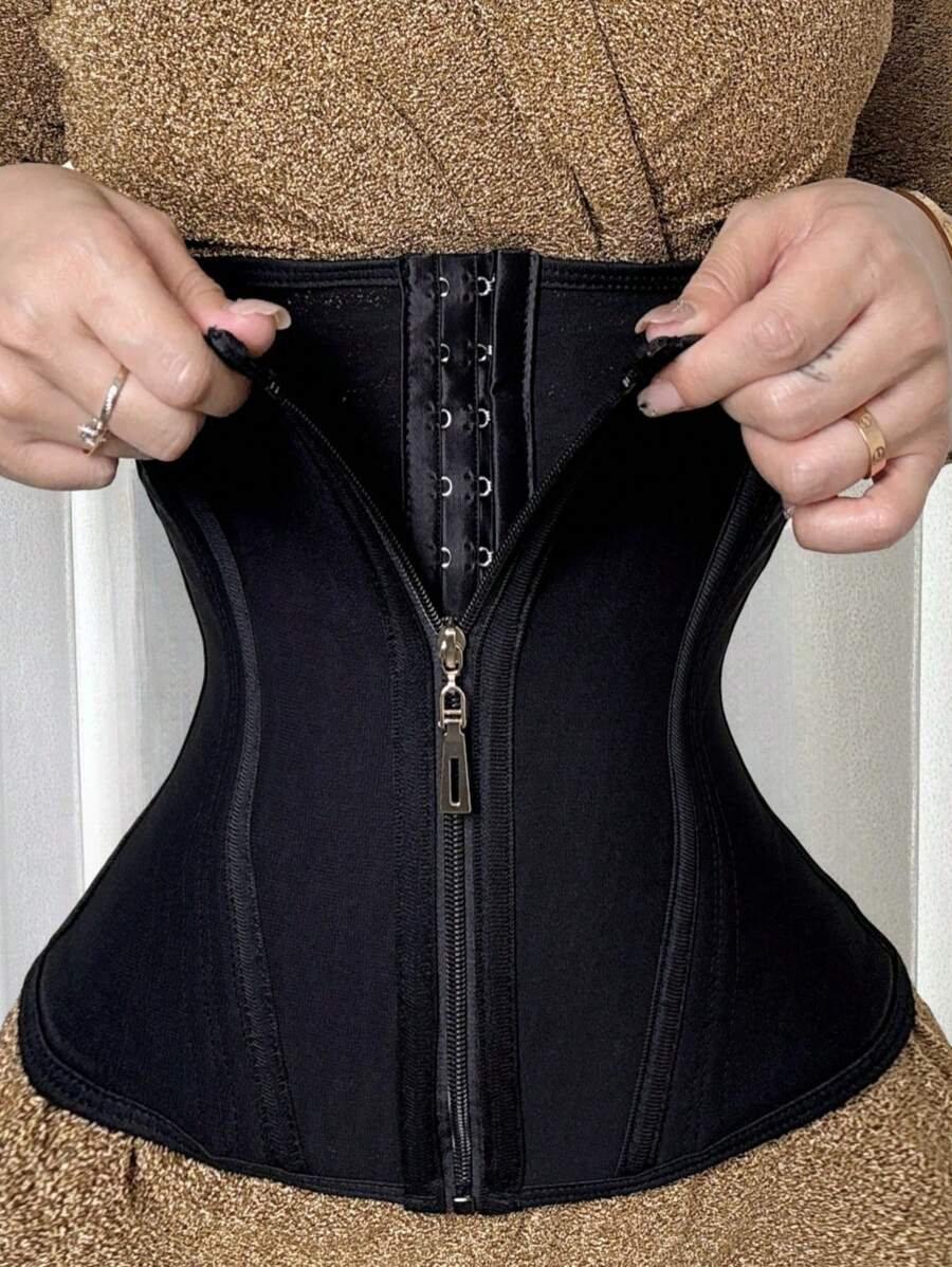 1pc Women's Activewear Waist Trainer, Black Shaping Waist Belt, Waist & Hip Trainer Compression Band, Postpartum Shapewear Waist Cincher, Simple & Minimalist, Mesh Panel Gym Accessories For Belly Slimming Girdles, Lumbar Girdles For Belly Slimming Corset