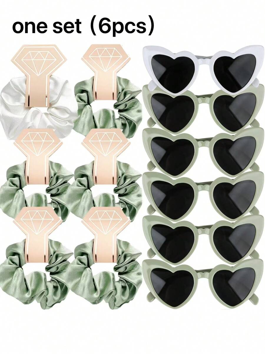 6pcs Satin Bridesmaid Hairbands For Curly Hair + 6pairs Sunglasses Bachelorette Party Favors Creative Bridal Shower Gifts For Bridesmaids With No Damage Wedding Proposals Gifts,Christmas