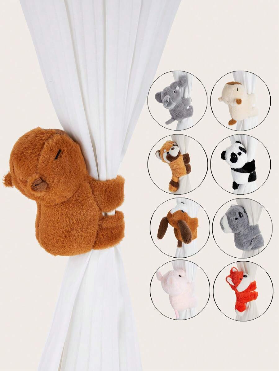 1/2pcs Animal Plush Clipsззжzzz Window Curtain Holder, Multiple Styles And Sizes Available, Suitable For Curtain Fixing And Decoration Gifts Birthday Graduation