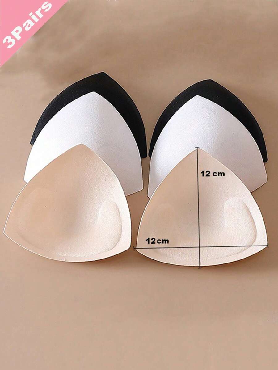 3pairs Triangle Sponge Bra Pads, Thin Breathable Swimsuit/Bikini/Sports Bra Insert Boob Pad