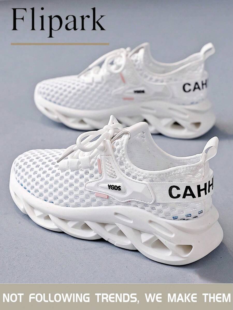 Flipark 1 Pair Women's Fashion Solid Color Running Shoes, Breathable Non-Slip Sports Shoes, Lightweight & Comfortable Outdoor Sneakers, Shock Absorbing Platform Old Chunky Sneakers, Mesh Fabric Slip-On Socks Shoes, Versatile Casual Outdoor School Travel Walking Shoes