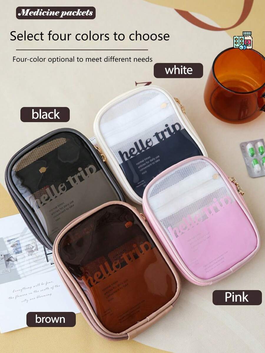 1pc Women Large Capacity Transparent Mesh Makeup Bag, Waterproof Travel Toiletry Organizer Pouch, Portable Compact Cosmetic Bag For Skincare, Lightweight And Convenient For Trips And Touch-Ups