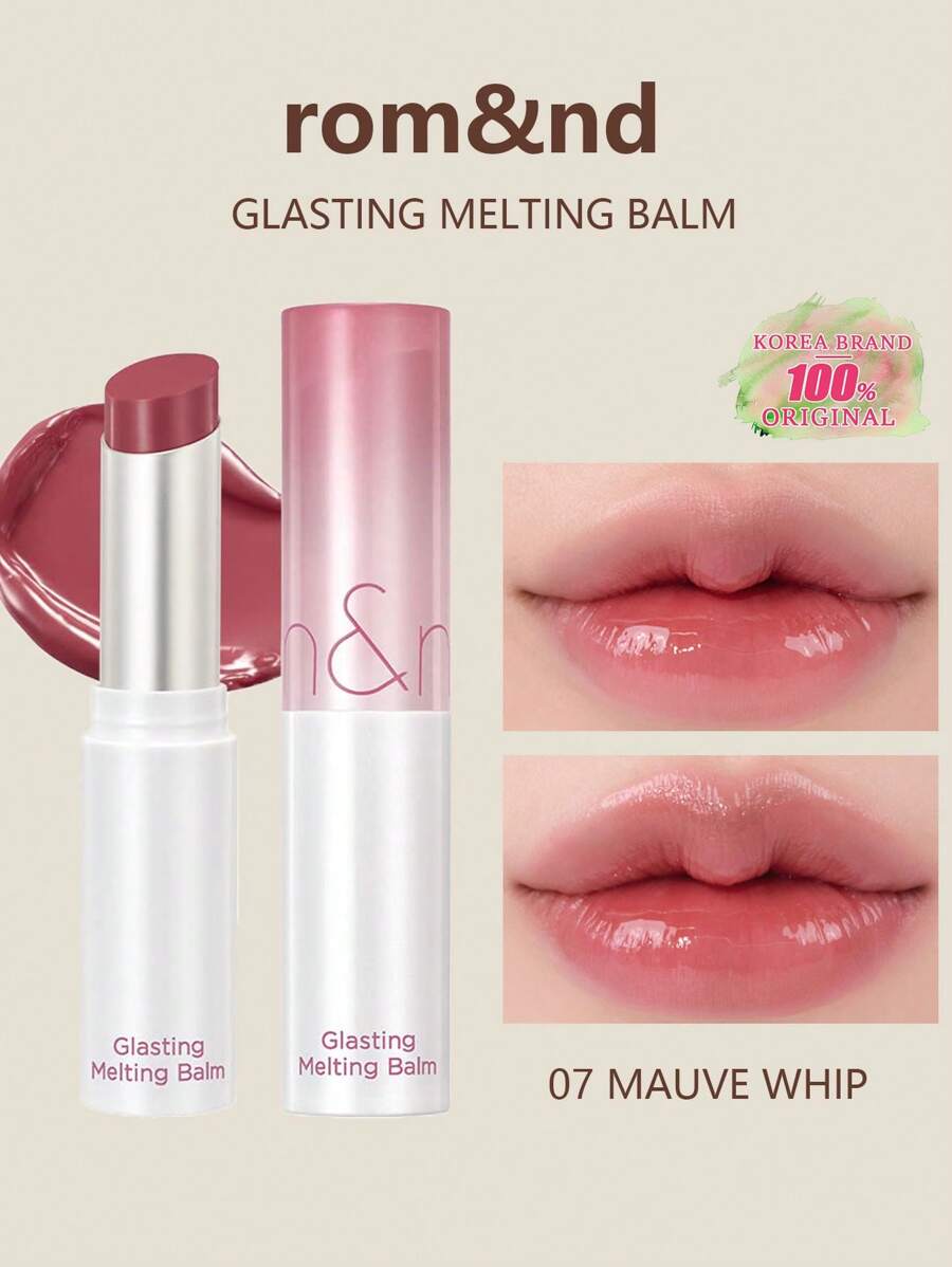 Rom&nd Romand GLASTING MELTING BALM Glasting 07 MAUVE WHIP, luftiger Haut-Schmelzfilm, verblassender Irisglanz, atmungsaktiver Lippenhaftung, Pfirsichtee-Gelee Transparenz, kühle Rose Sternstaub, gefrostetes Minze Sauerstoff, Taschen-Größe SOS Balsam, No-Make-up Bare-Light Geheimnis, K-Beauty, koreanisches Make-up, 3,5 g / 0,12 oz