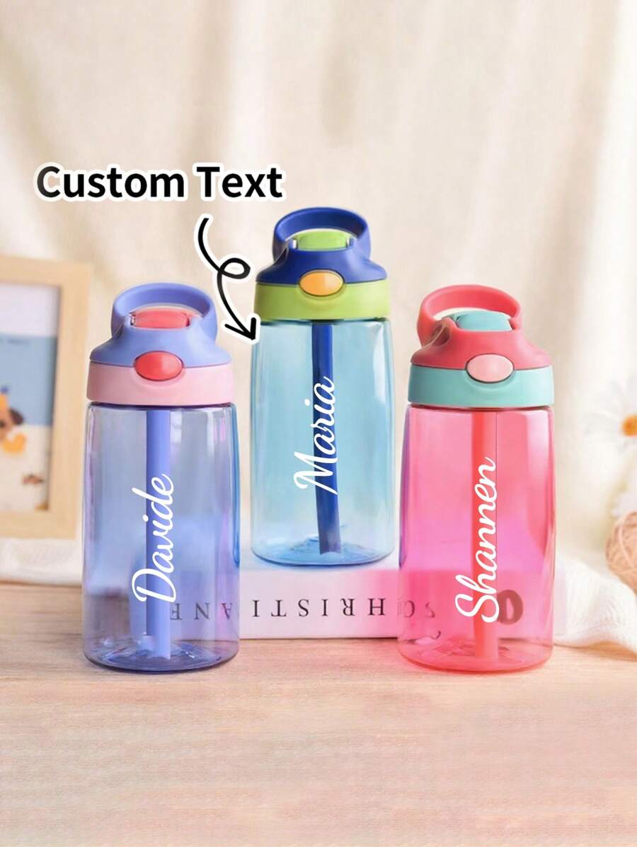 1pc Customized Name Children's Straw Cup, Personalized Sports Water Bottle With Name, Large Capacity Leak-Proof Sports Bottle, Suitable For Outdoor Fitness And Travel,Multi-Functional,Ornamental,Letter,Stylish,Modern,Colorful,Cute,Adorable,Casual,Custom,Personalised,Unique,Customized,Ideal Gifts For Him,Ideal Gifts For Her