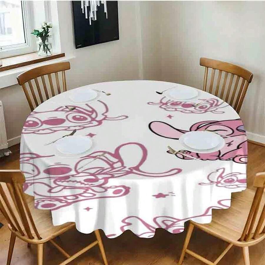 1pc Tablecloth Home Print Table Cute Stitch Pattern Tablecloth - Durable & Washable Polyester Table Cover, Fun Character Design Tablecloth For Kitchen, Dining, Parties, Holidays & Everyday Use Ta