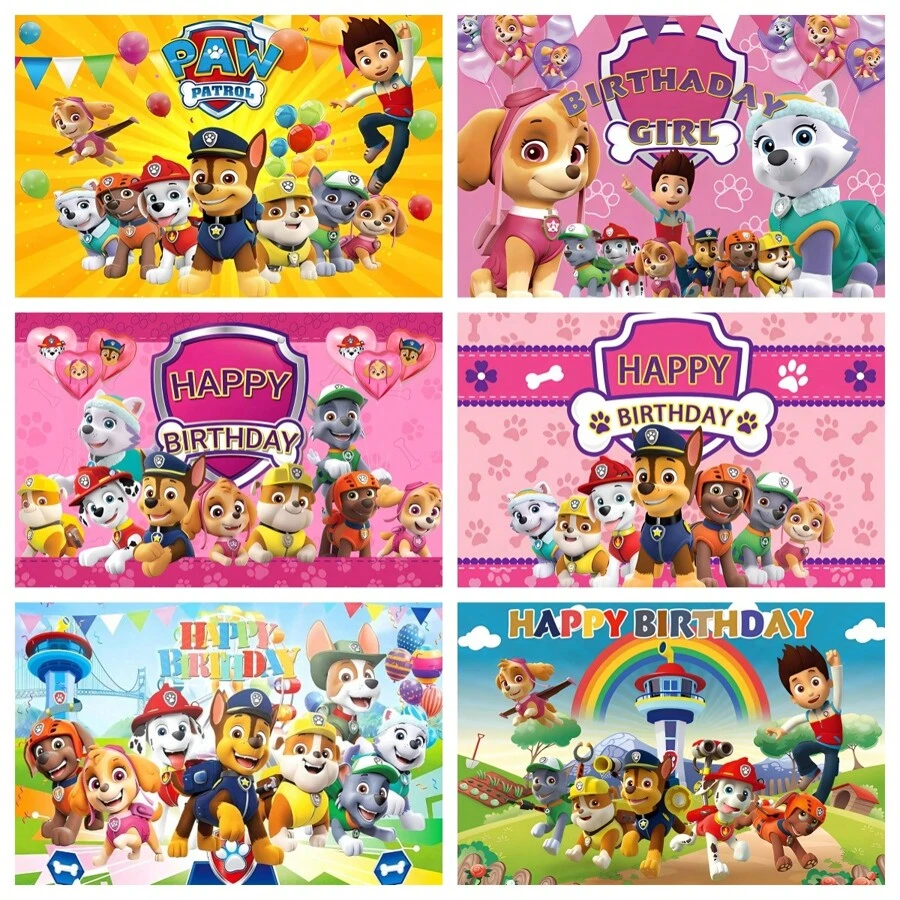 Paw Patrol 1 pieza Autorizada Decoración de Fiesta de Cumpleaños de PAW Patrol para Mesa de Pastel, Fondo de Tela para Decoración de Cuarto de Fiesta, Fondo de Fotos de Cabina de Fotos, Accesorios de Estudio, 82.7*59.1/59.1*39.4/39.4*29.5 Pulgadas