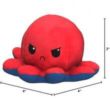Original Reversible Octopus Pillow - Black + Orange - Adorable Sensory Fidget Animal To Show Your Mood - Perfect For Halloween!