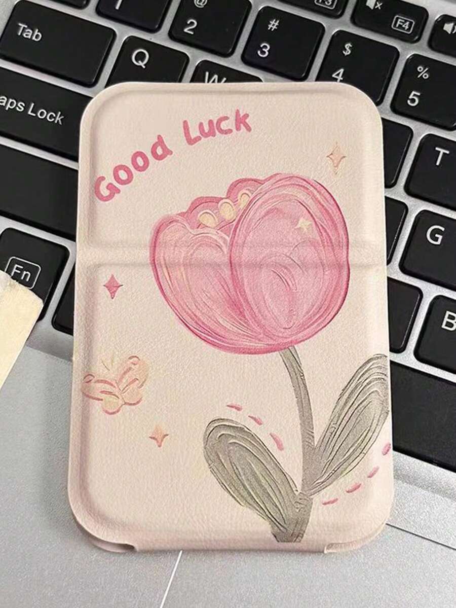 INS New Tulip Makeup Mirror, Cartoon High-Definition Folding Mirror, Portable Compact Mirror For Touch-Ups, Student Vanity Mirror With Stand