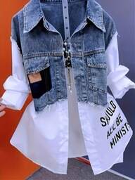 Letter  Plain    Casual    Button Front  Pocket  Button    Stage & Concert