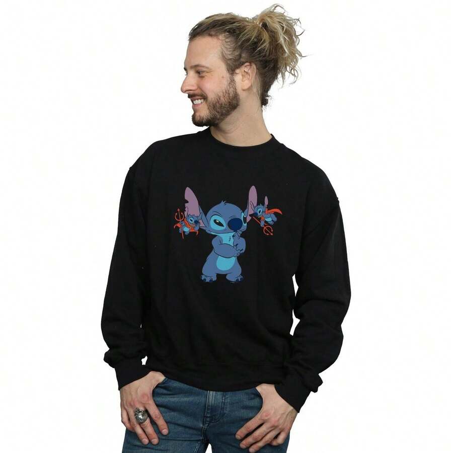 Disney Mens Lilo And Stitch Little Devils Sweatshirt (Black) - 50% Cotton/50% Polyester - 153gsm - (BI17188)