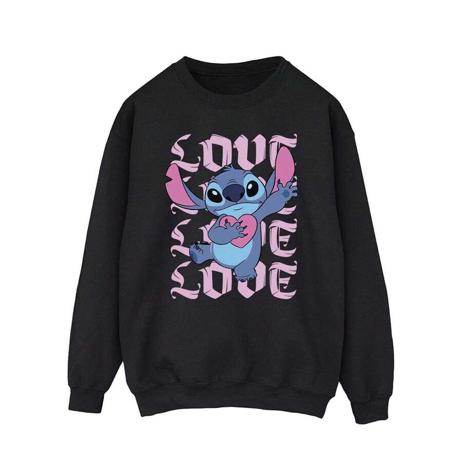 Disney Lilo & Stitch Mens Valentine Love Sweatshirt (Black) - 50% Cotton/50% Polyester - (BI53455)
