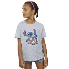 Friends Girls Lilo & Stitch Bermuda Shorts Cotton T-Shirt (Sports Grey) - 100% Ringspun Cotton - 153gsm - (BI23139)
