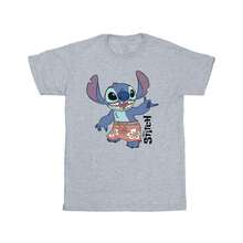 Friends Girls Lilo & Stitch Bermuda Shorts Cotton T-Shirt (Sports Grey) - 100% Ringspun Cotton - 153gsm - (BI23139)