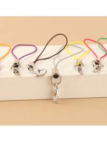 20 piezas de 65mm Cordones de colores para teléfono con mosquetón, llavero de cuerda hecho a mano, llavero de poliéster con dibujos animados, colgante para teléfono, llaves, USB
