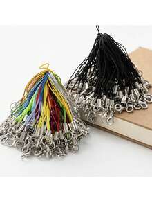 20 piezas de 65mm Cordones de colores para teléfono con mosquetón, llavero de cuerda hecho a mano, llavero de poliéster con dibujos animados, colgante para teléfono, llaves, USB