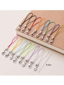 20 piezas de 65mm Cordones de colores para teléfono con mosquetón, llavero de cuerda hecho a mano, llavero de poliéster con dibujos animados, colgante para teléfono, llaves, USB