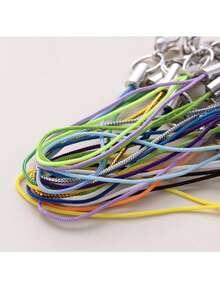 20 piezas de 65mm Cordones de colores para teléfono con mosquetón, llavero de cuerda hecho a mano, llavero de poliéster con dibujos animados, colgante para teléfono, llaves, USB