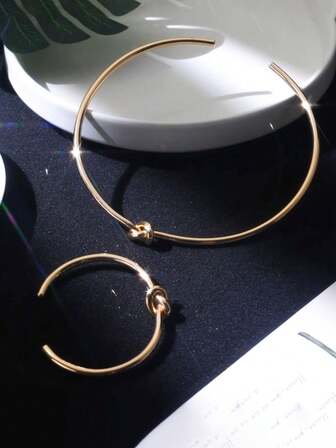 1 Set Minimalist Knotted Choker & Bracelet Jewelry Set, Suitable For Women's Daily Wear