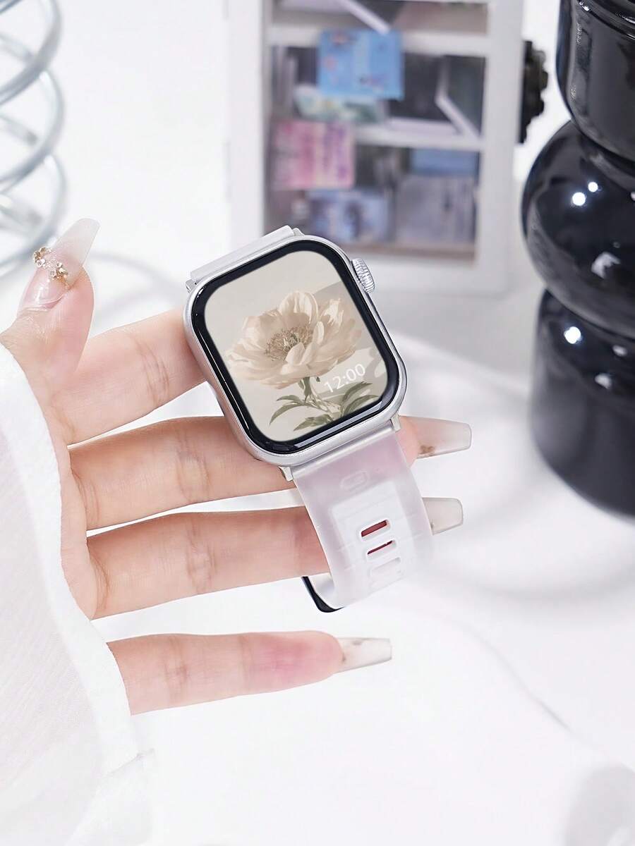 1 Nueva correa de silicona deportiva compatible con Apple Watch, adecuada para 38mm, 40mm, 41mm, 42mm, 44mm, 45mm, 46mm, 49mm, moda deportiva para hombres y mujeres. Adecuada para UltraS10/S11/9/8/7/6/5/4/3/2/1 pulseras inteligentes (excluyendo relojes). El mejor regalo para novias y familias de amigos, muy adecuado para el Día de San Valentín, cumpleaños, Acción de Gracias, Navidad - Transparente + Blanco - Ver 1