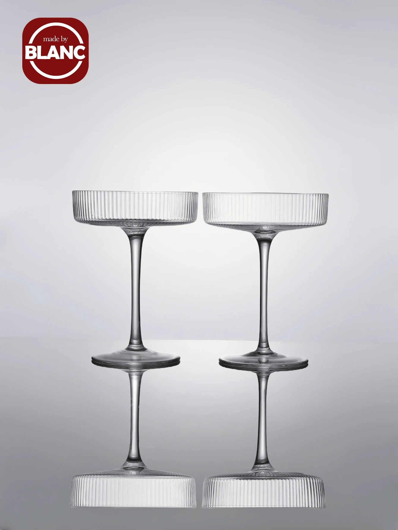 Madebyblanc 1 Stück/2 Stücke/4 Stücke handgefertigte mundgeblasene strukturierte Glaswaren - 10oz gerippte Martini Cocktailgläser & Dessertschalen, Mehrzweck Eisbecher für Zuhause Bar, Party, Hochzeit & Gastronomie Bedarf