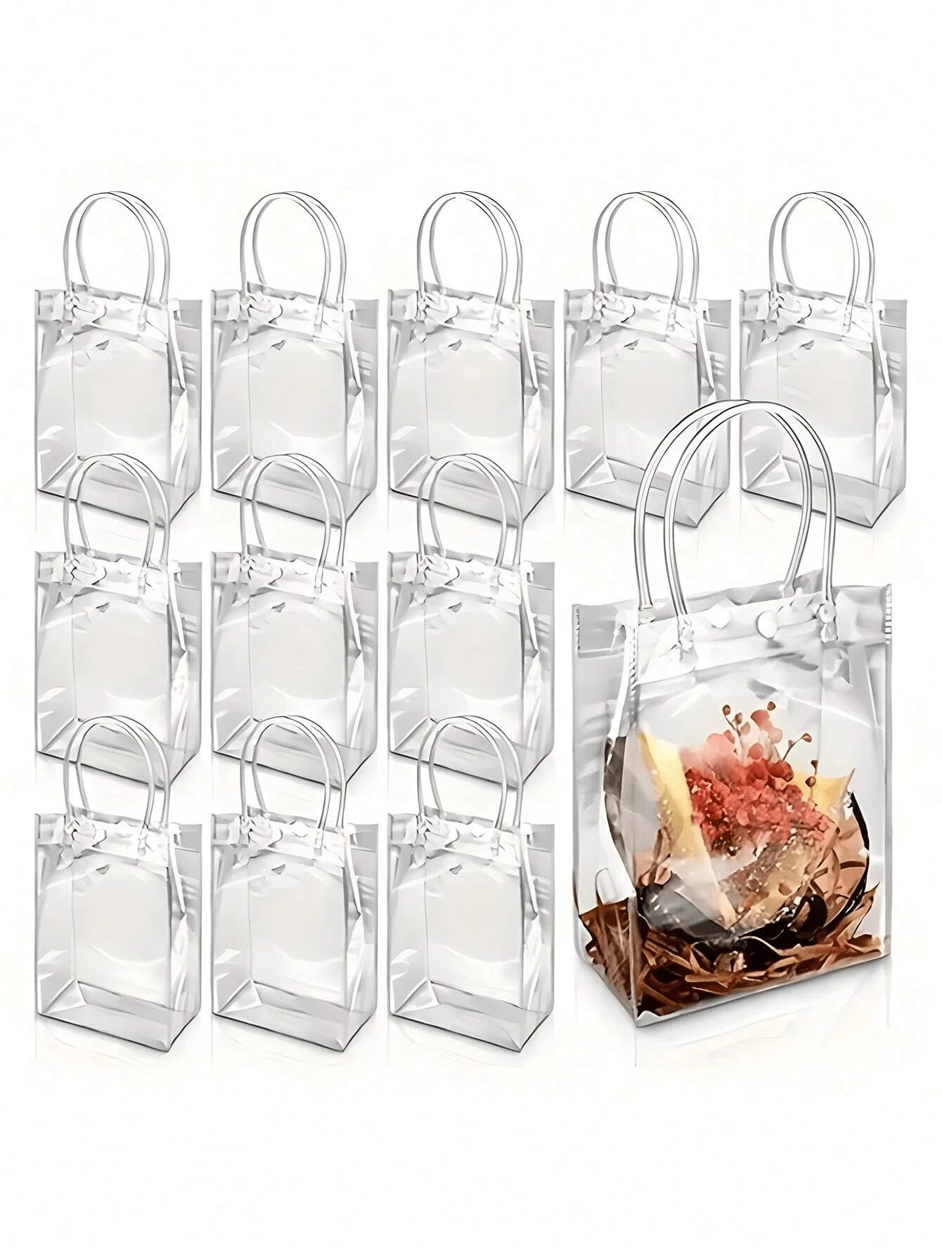 10pcs-Holiday Party Tote Bags, Transparent Pvc Gift Bags, Halloween Gift Bags,Festival Gift Bags, Reusable Clear Tote Bags, Small Business Supplies, Best Cheap Items, Shopping Bags, Party Bags, Wedding Birthday Party Favor Bags, Craft Tote Bags, Party Favors, Cheapest Items Available,