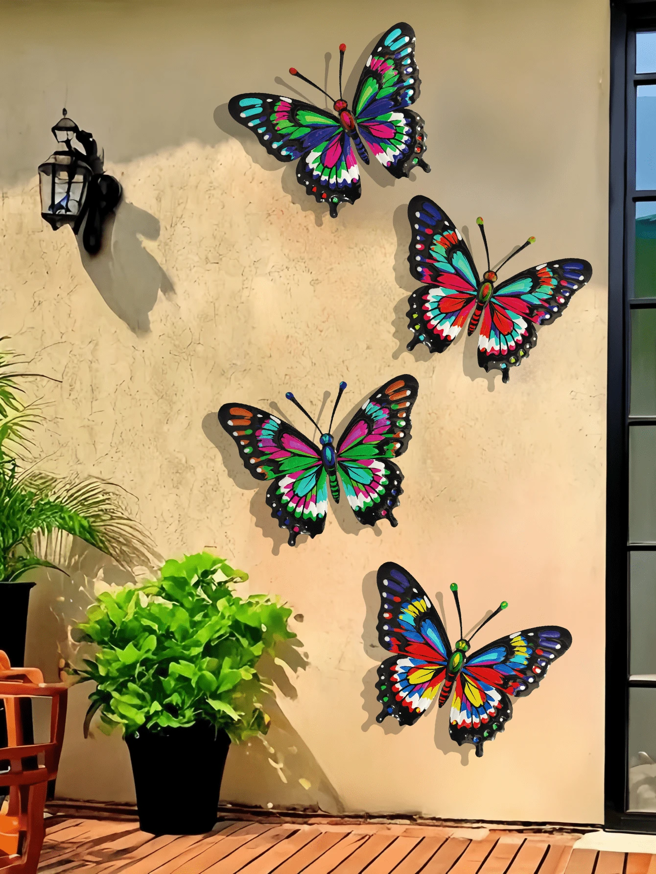 4pcs Metal Butterfly Wall Art Decor, Decorative Hanging Metal Butterflies, Suitable For Garden, Patio, Living Room, Bedroom, Terrace, Balcony Decoration, Wedding, Halloween, Christmas, Holidays, Gifts For Family And Friends