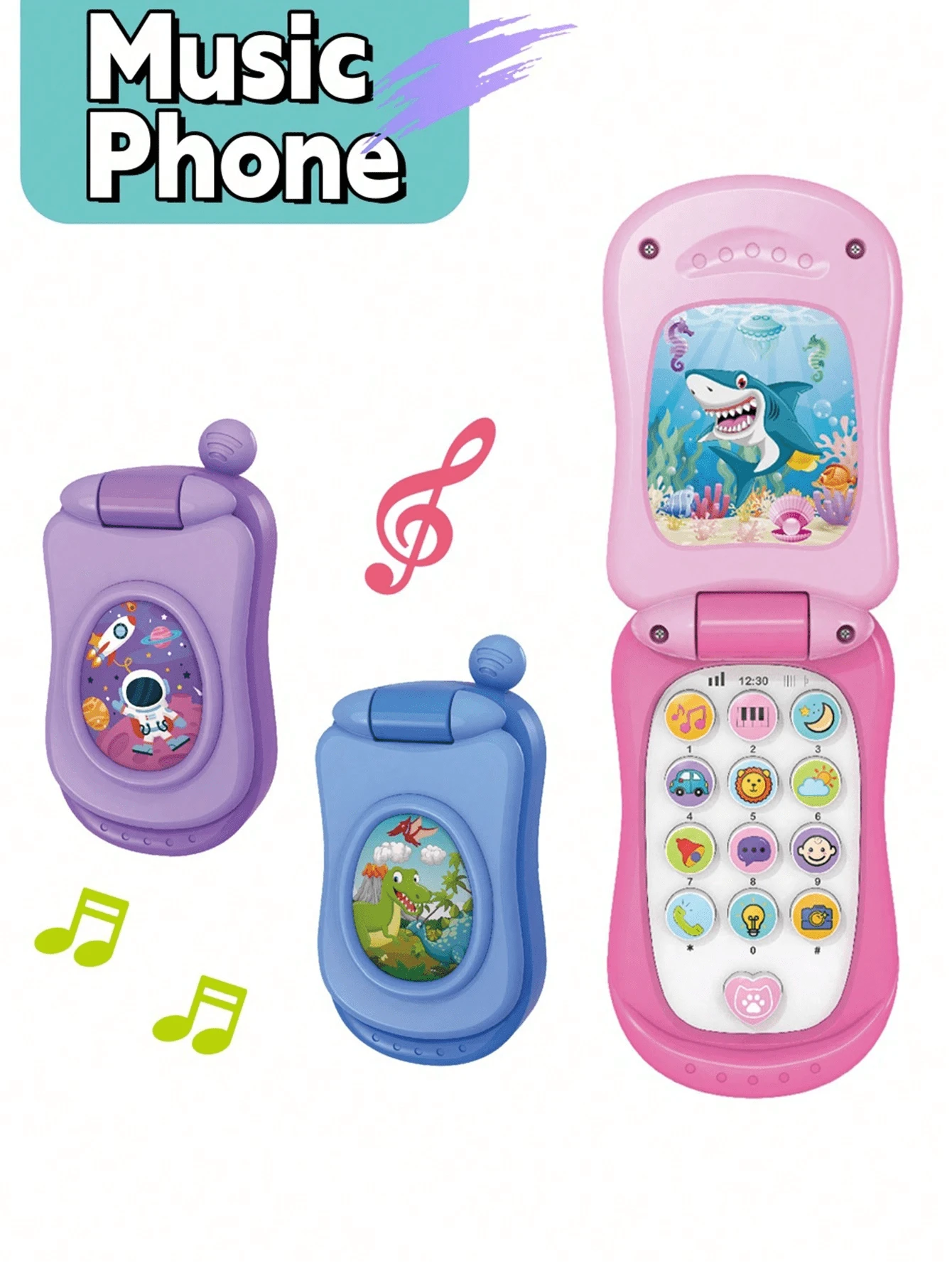 Interesting & Educational Early Learning Cartoon Music Flip-Cover Toy Phone - Exciting Toy Gift For Boys And Girls
