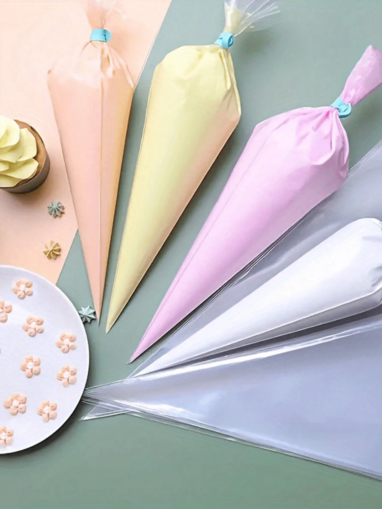 100 pièces Sac à douille jetable triangulaire - pour la décoration de gâteaux, biscuits, cupcakes et dessert DIY, articles de cuisine et nécessités de restaurant