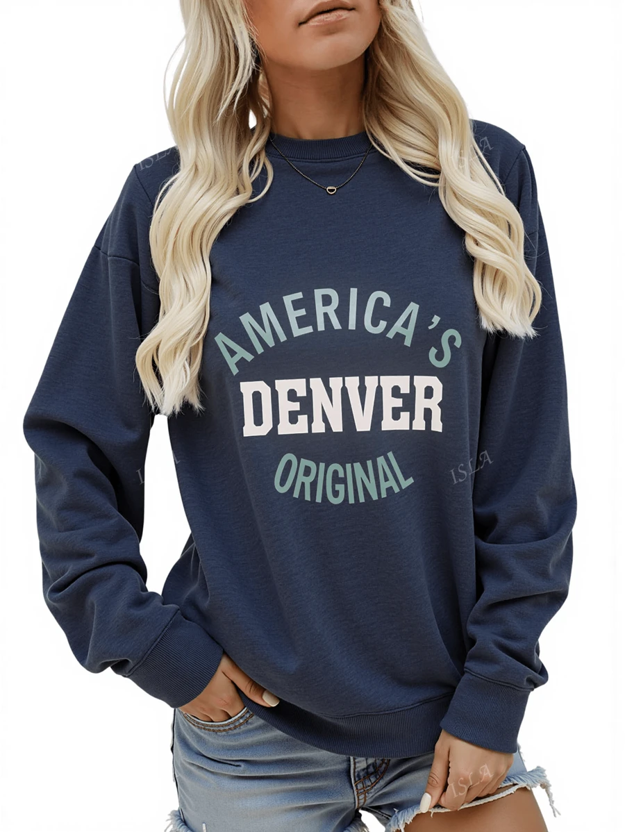 Sudadera con cuello redondo y parte superior con estampado de letras para mujer