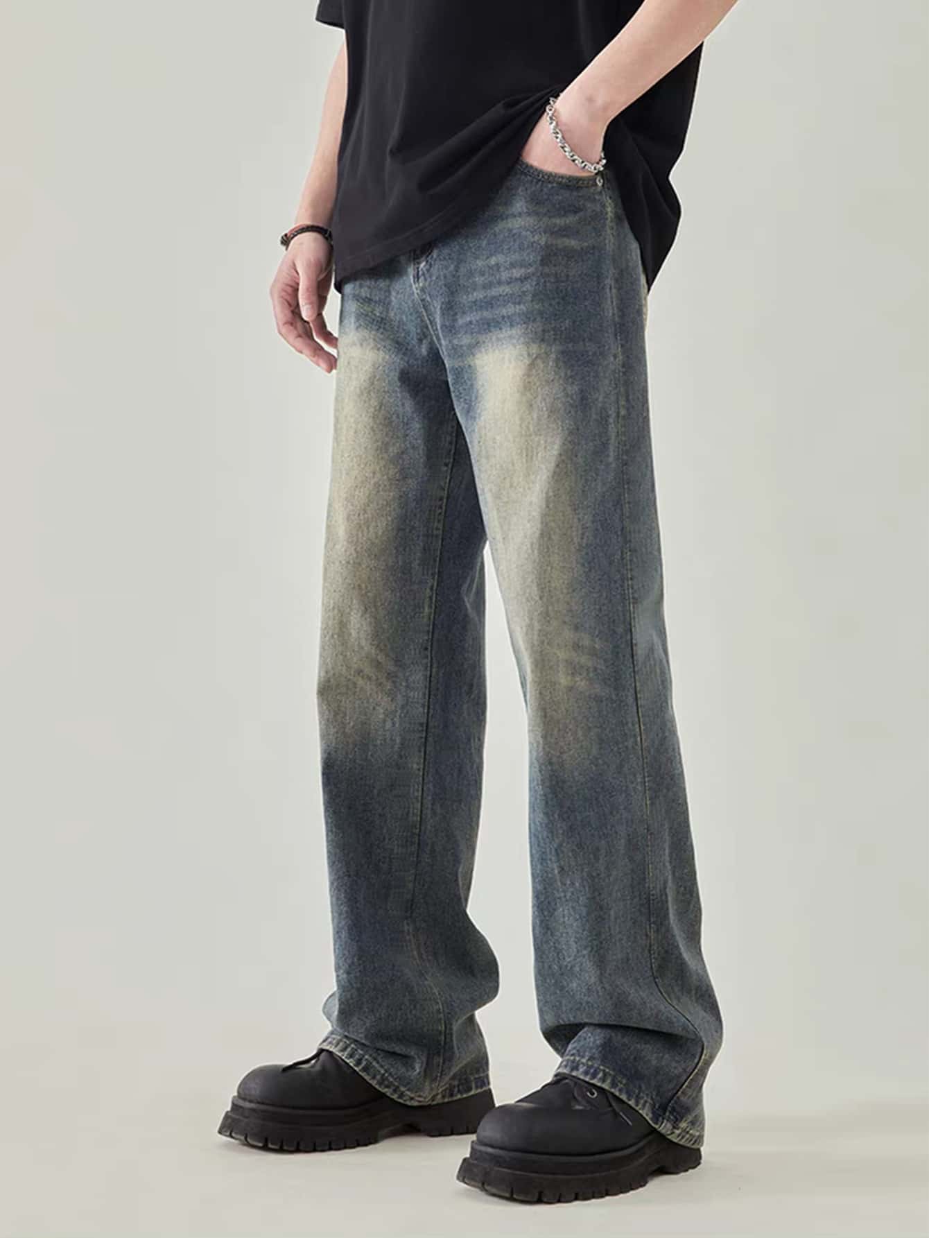 Jeans droits décontractés lâches lavés pour garçons, printemps/été, style américain pour adolescents et jeunes