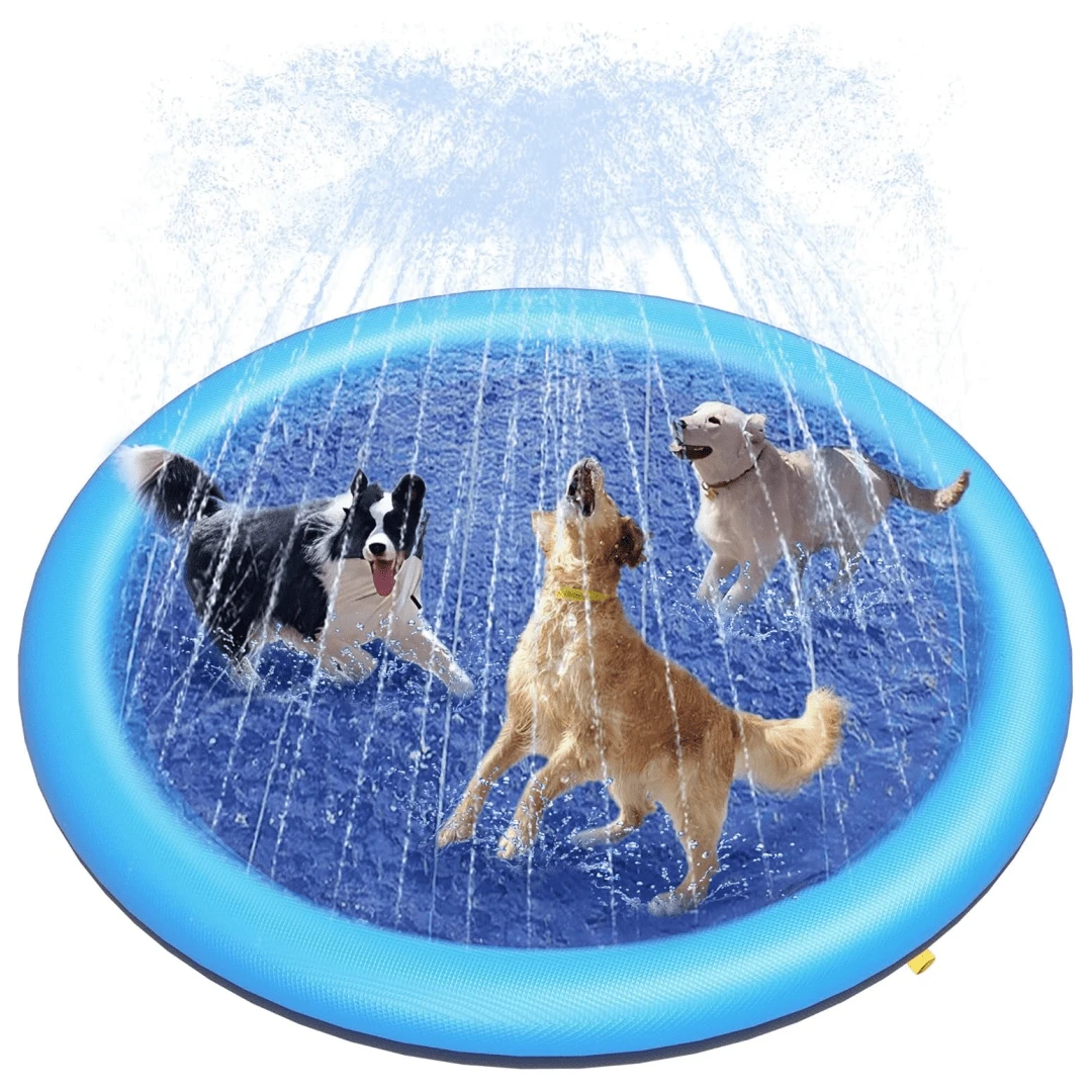 Alfombra antideslizante para salpicaduras para perros, piscina para perros con acolchado grueso, alfombra rociadora antideslizante, juguete de agua de verano para mascotas, alfombra resistente para juego de agua para perros grandes, estera de juego de agua para patio trasero.