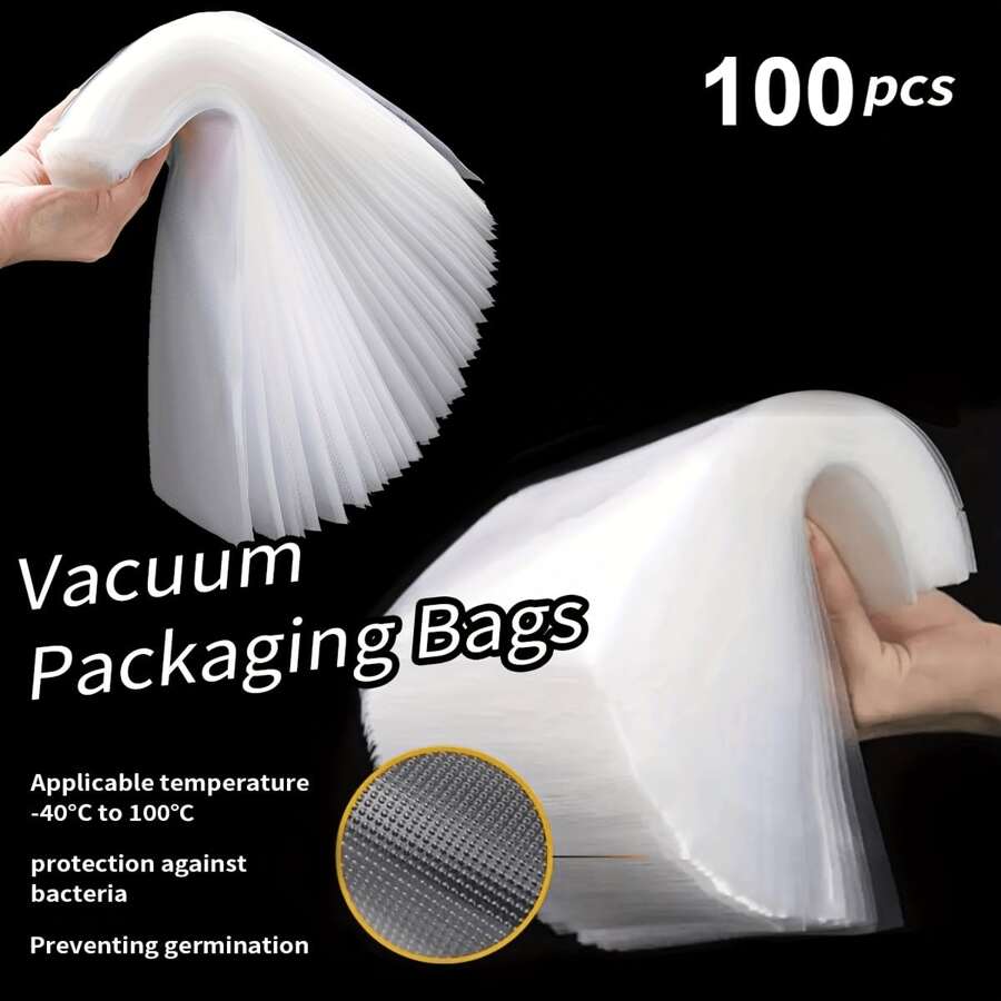 RAF 100 peças/50 peças/10 peças Sacos a Vácuo, Sacos a Vácuo para Alimentos, Sacos a Vácuo para Preservação, Sacos de Armazenamento Selados a Vácuo, Sacos para Armazenamento em Freezer e Micro-ondas, Utensílios de Cozinha Domésticos e Sacos de Preservação a Vácuo Adequados para Várias Máquinas de Vácuo