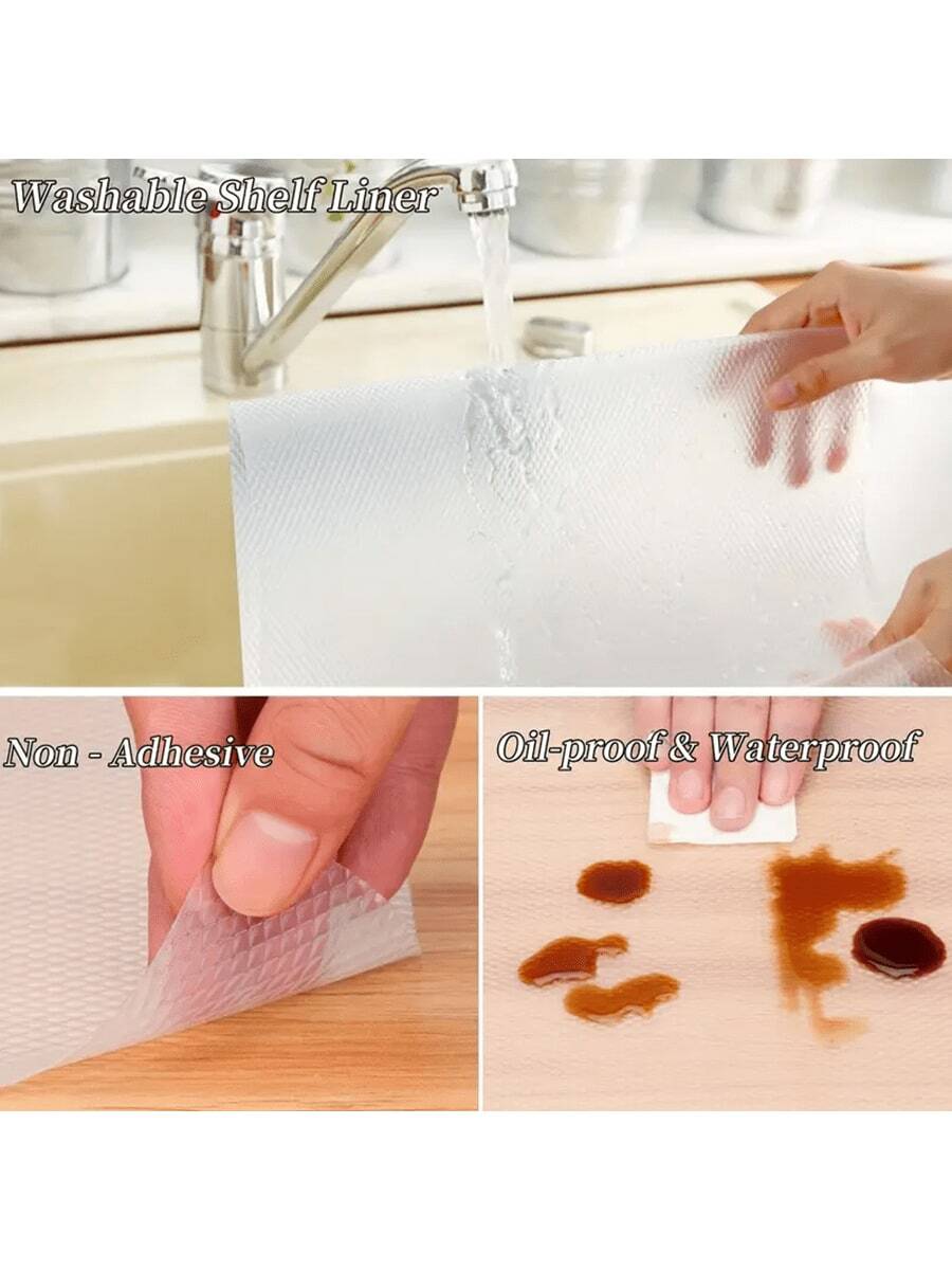 1 Roll Transparent Diamond Shelf Liner For Kitchen Cabinets,Non-Adhesive Drawer Liner,Non-Slip Refrigerator Liner,EVA Waterproof Fridge Pad Cupboard Mat Easy Placemats